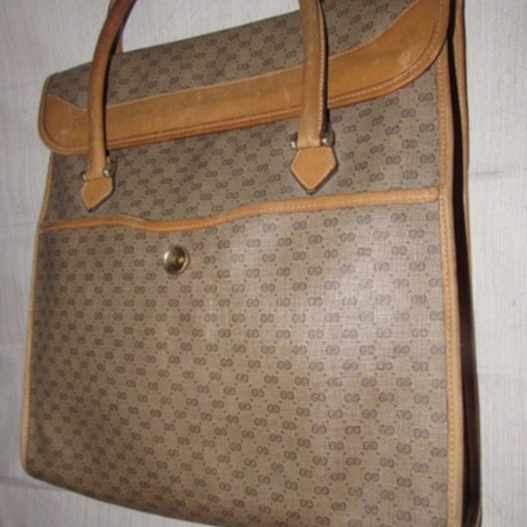 Gucci | Bags | Vintage Tan Small G Logo Coated Canvas Leather | Poshmark